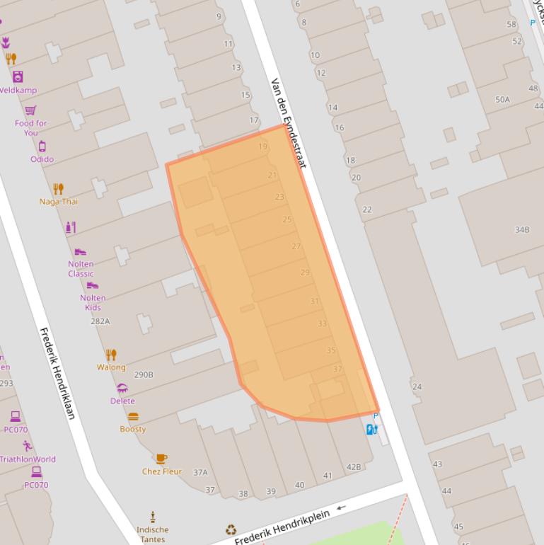 Kaart van postcodegebied 2582EB.