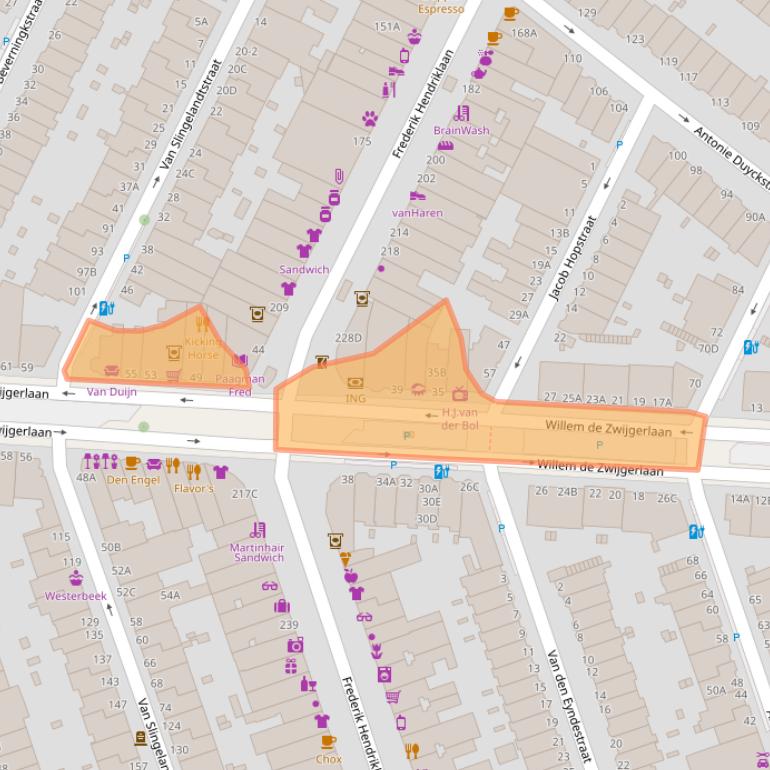 Kaart van postcodegebied 2582EG.