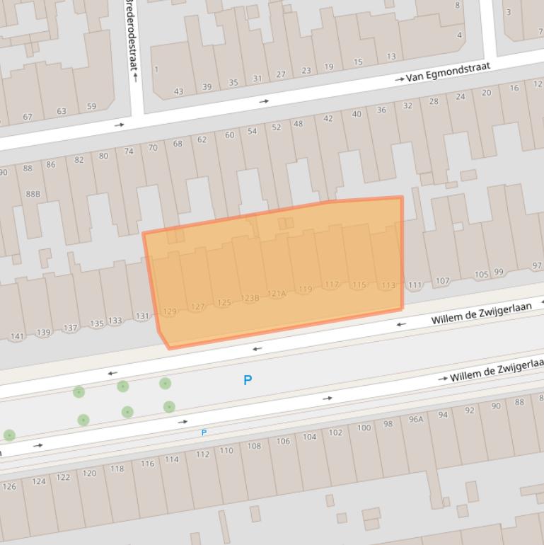 Kaart van postcodegebied 2582EL.