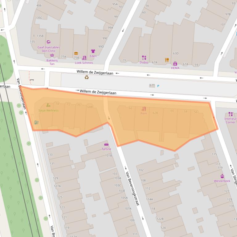 Kaart van postcodegebied 2582ES.