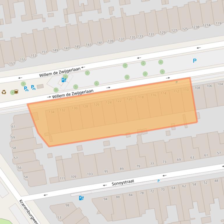 Kaart van postcodegebied 2582EV.