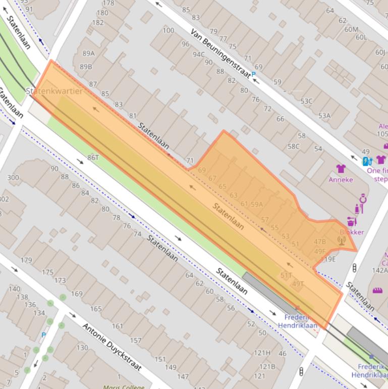 Kaart van postcodegebied 2582GD.