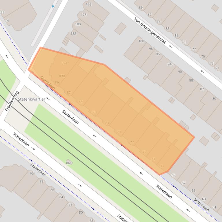 Kaart van postcodegebied 2582GE.