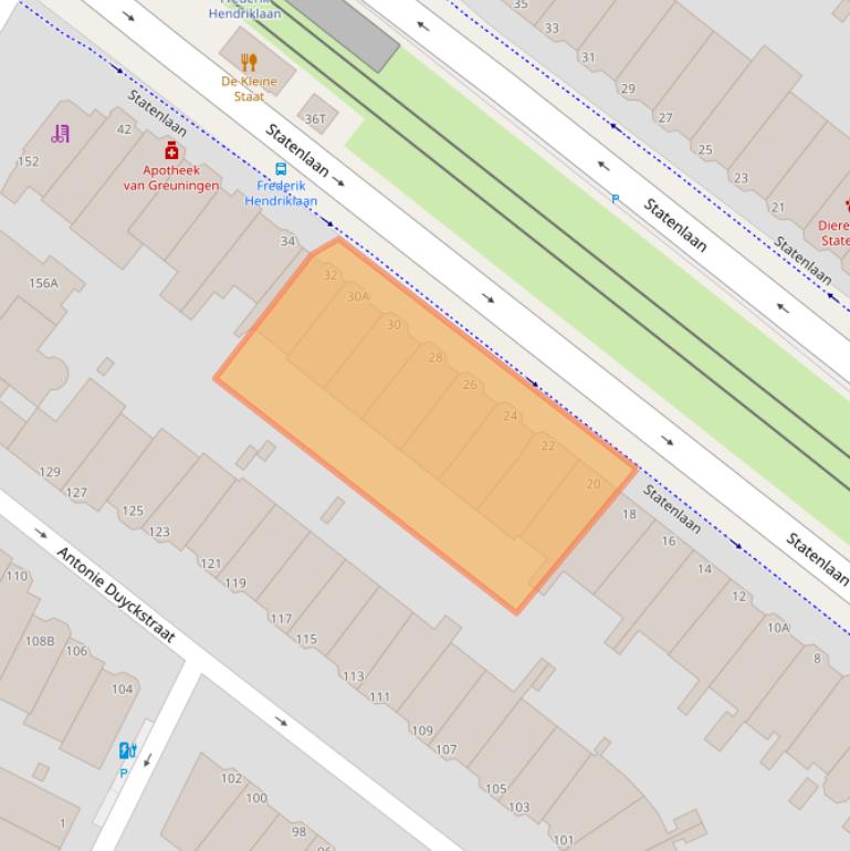 Kaart van postcodegebied 2582GM.