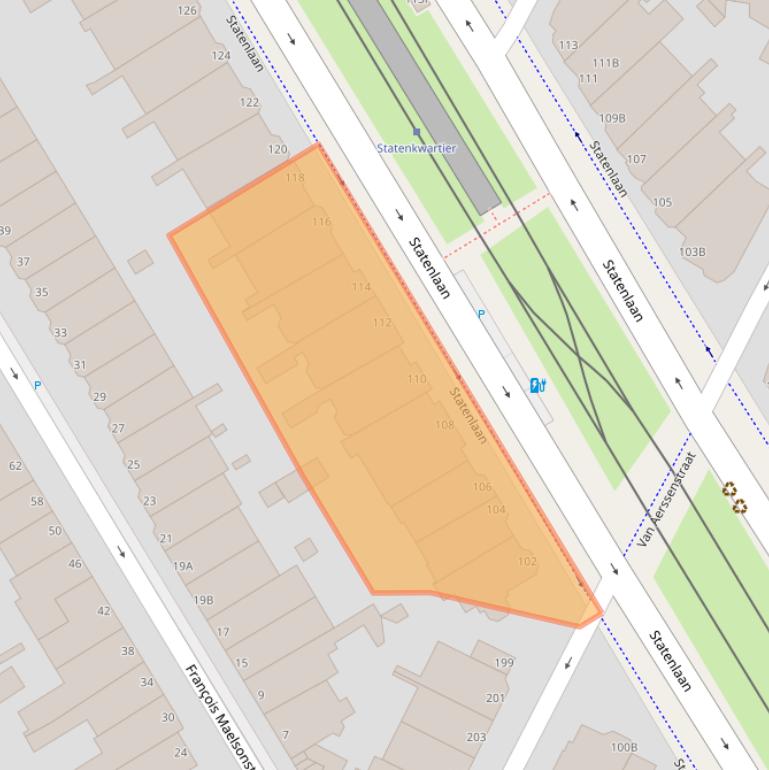 Kaart van postcodegebied 2582GV.