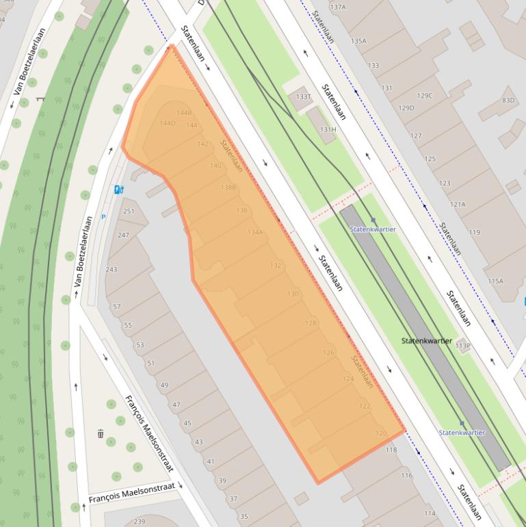 Kaart van postcodegebied 2582GW.