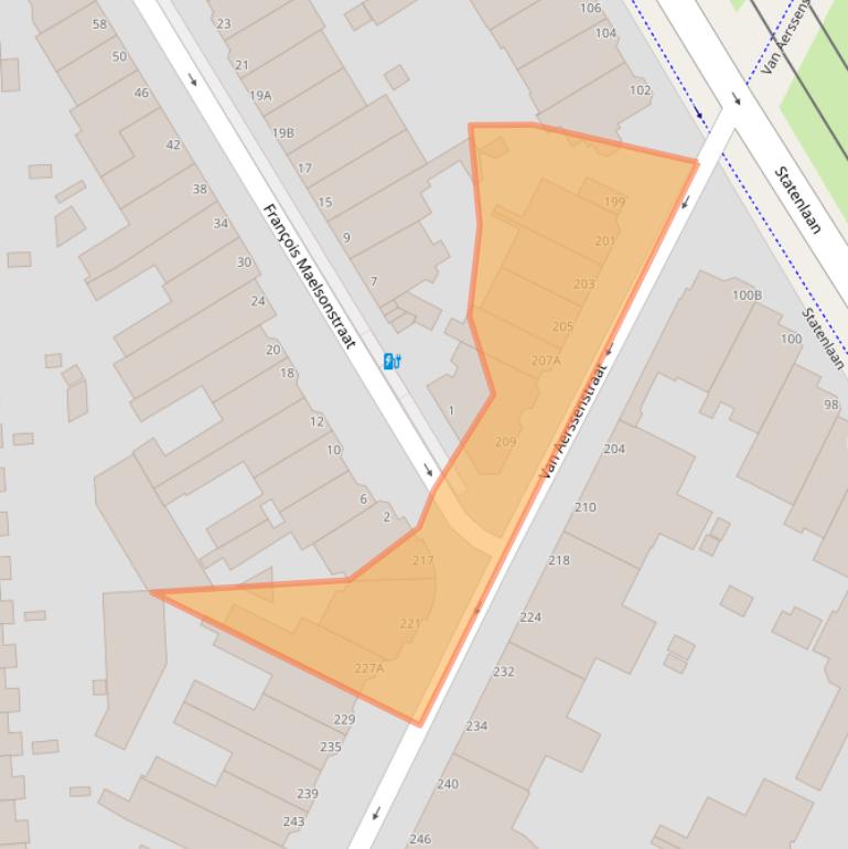 Kaart van postcodegebied 2582JK.