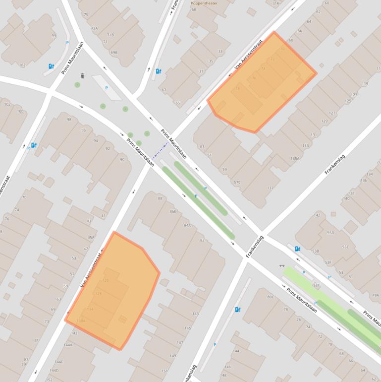 Kaart van postcodegebied 2582JS.