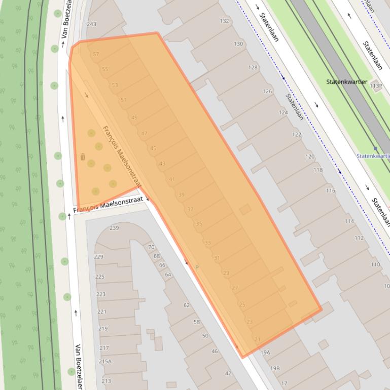 Kaart van postcodegebied 2582KB.