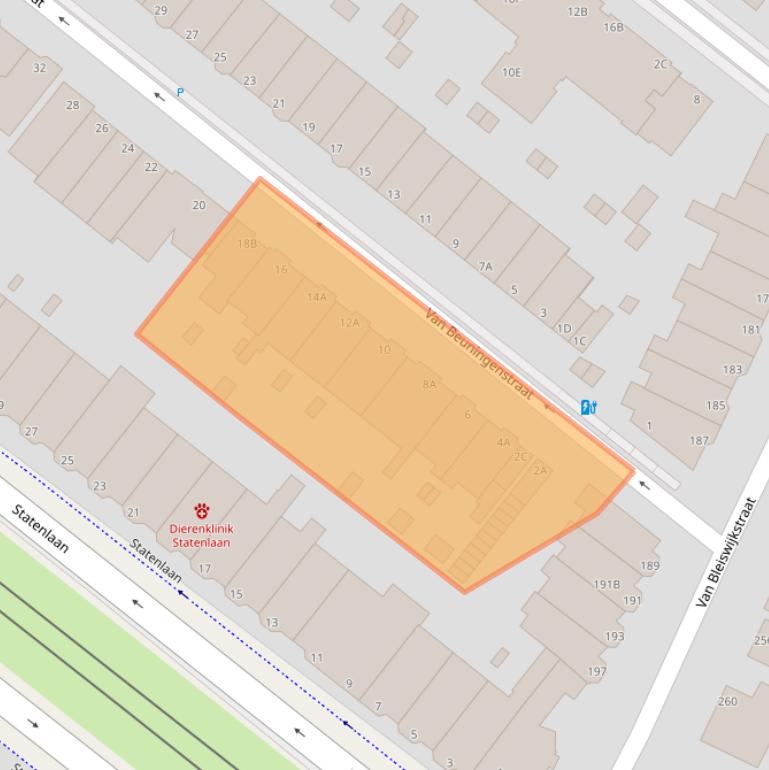 Kaart van postcodegebied 2582KH.