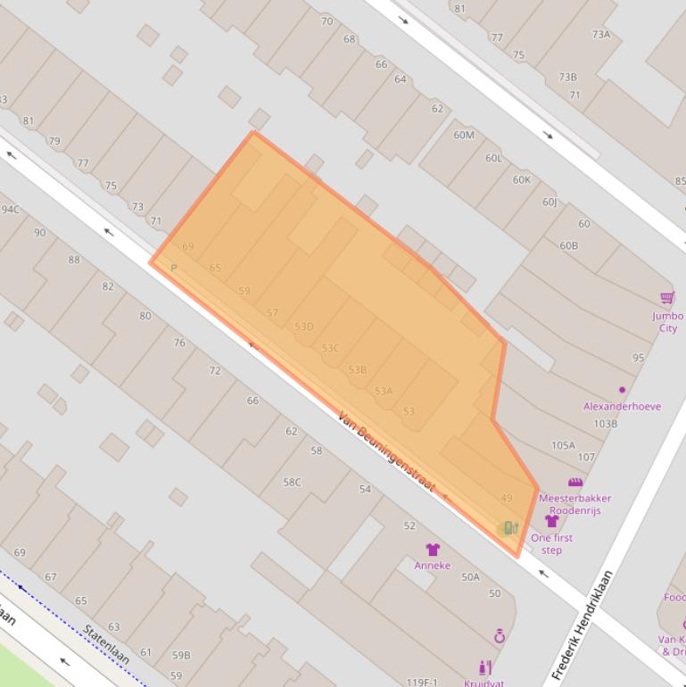 Kaart van postcodegebied 2582KK.