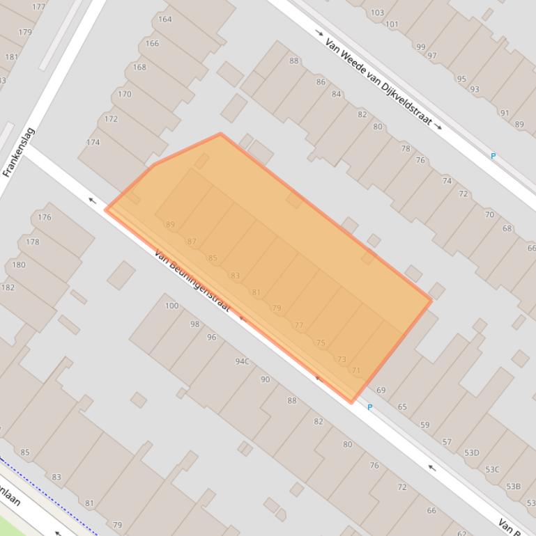 Kaart van postcodegebied 2582KL.