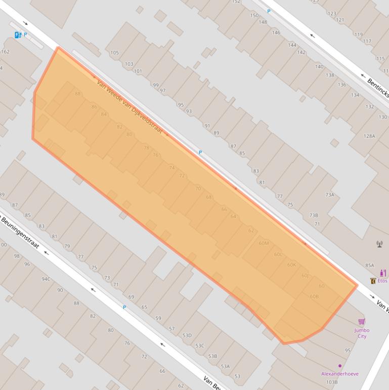 Kaart van postcodegebied 2582KX.
