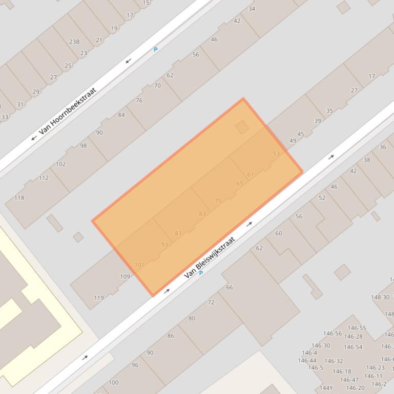 Kaart van postcodegebied 2582LA.