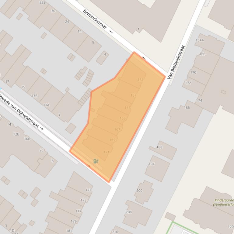 Kaart van postcodegebied 2582LC.