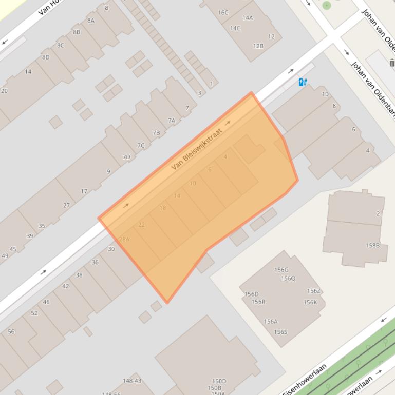 Kaart van postcodegebied 2582LE.