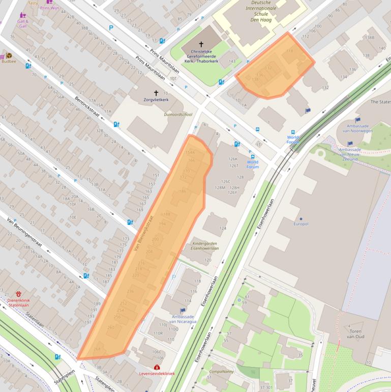 Kaart van postcodegebied 2582LJ.