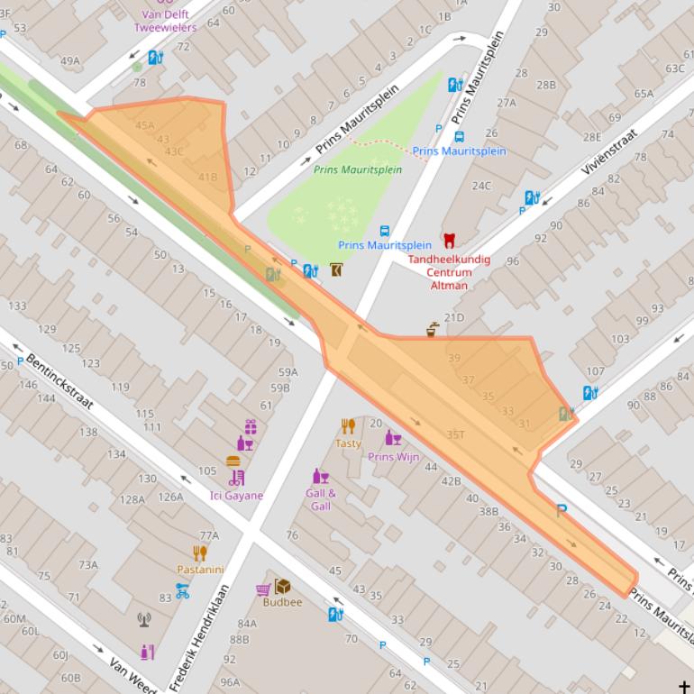 Kaart van postcodegebied 2582LL.