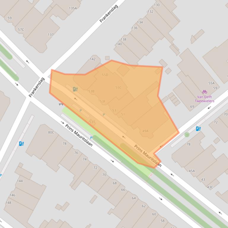 Kaart van postcodegebied 2582LM.