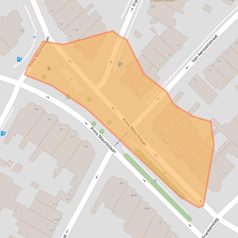 Kaart van postcodegebied 2582LN.