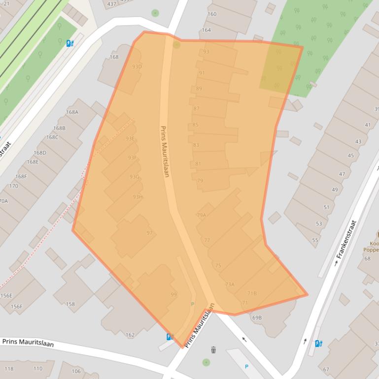 Kaart van postcodegebied 2582LP.