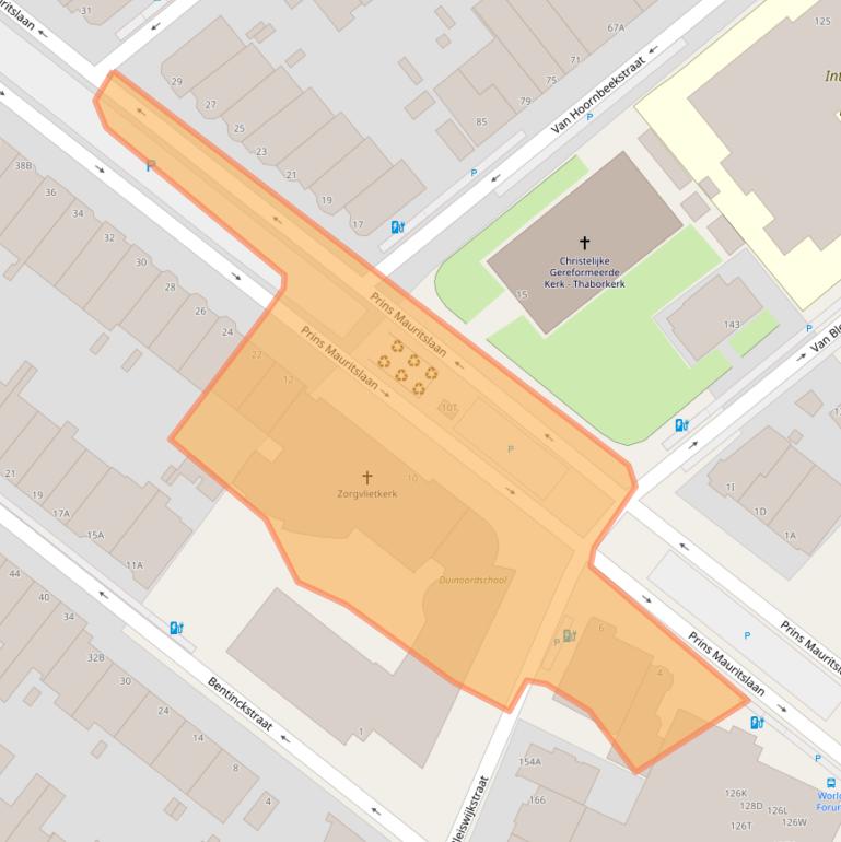 Kaart van postcodegebied 2582LR.