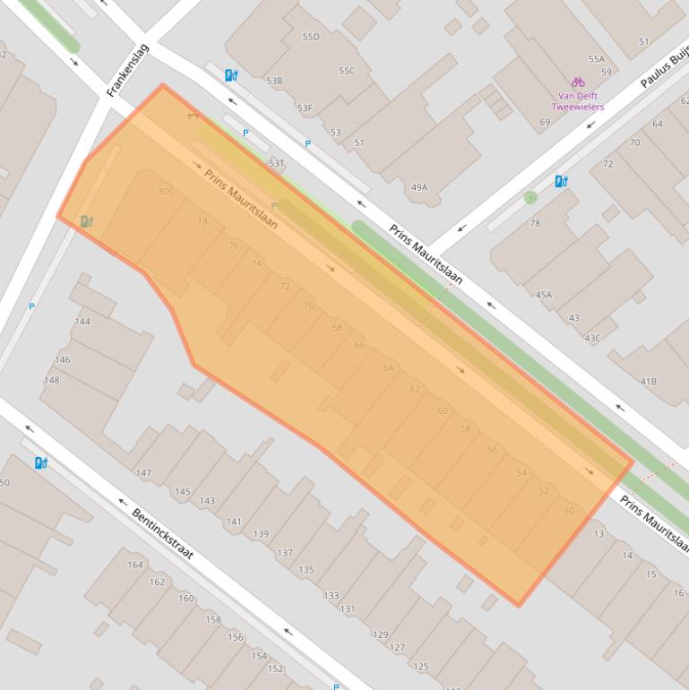 Kaart van postcodegebied 2582LT.