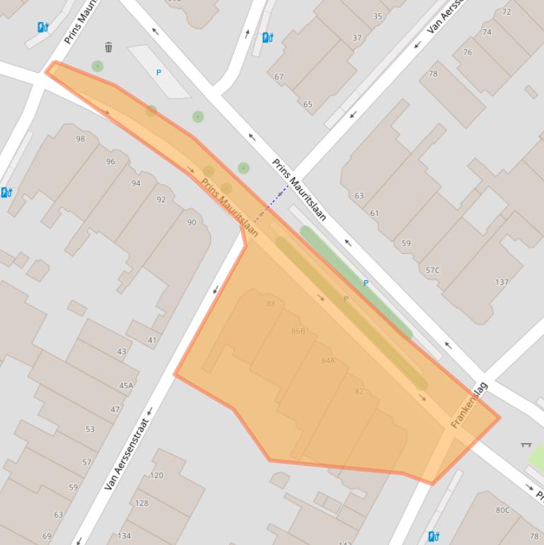 Kaart van postcodegebied 2582LV.