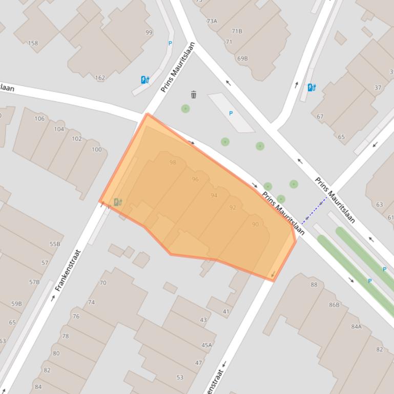 Kaart van postcodegebied 2582LW.