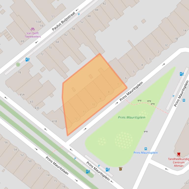 Kaart van postcodegebied 2582NB.