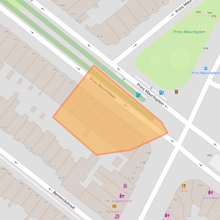 Kaart van postcodegebied 2582NC.