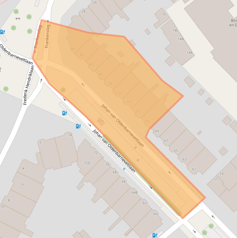 Kaart van postcodegebied 2582NK.