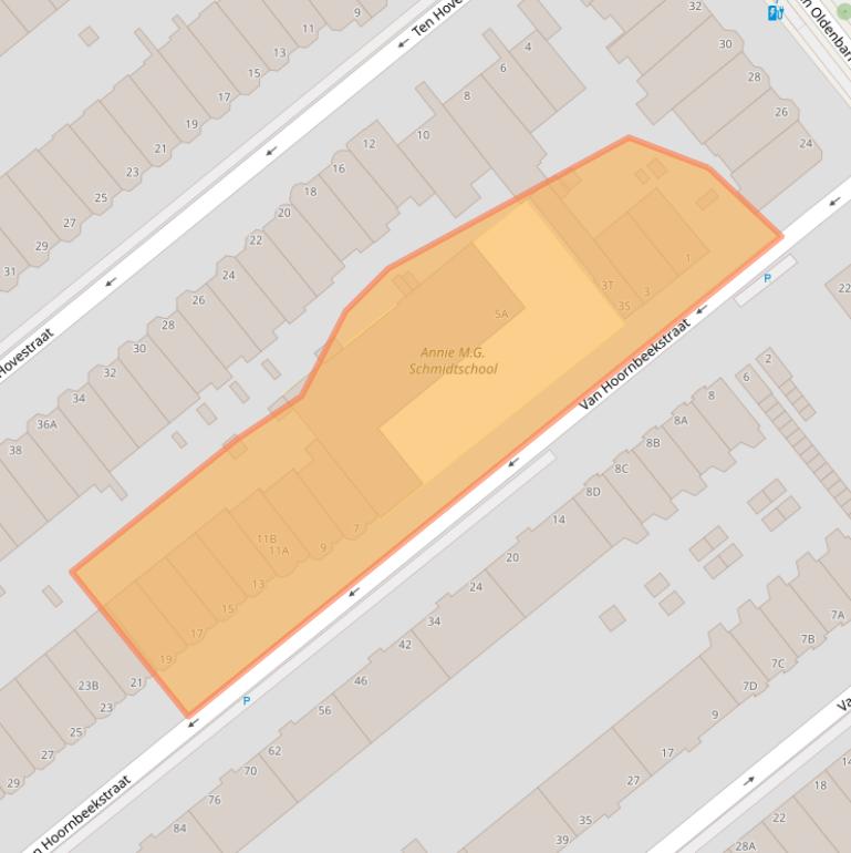 Kaart van postcodegebied 2582RA.