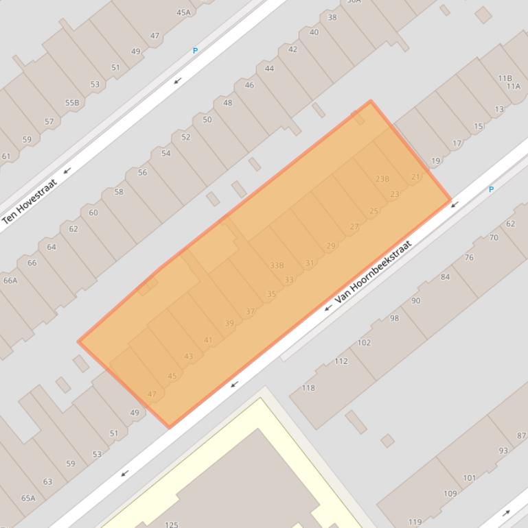 Kaart van postcodegebied 2582RB.