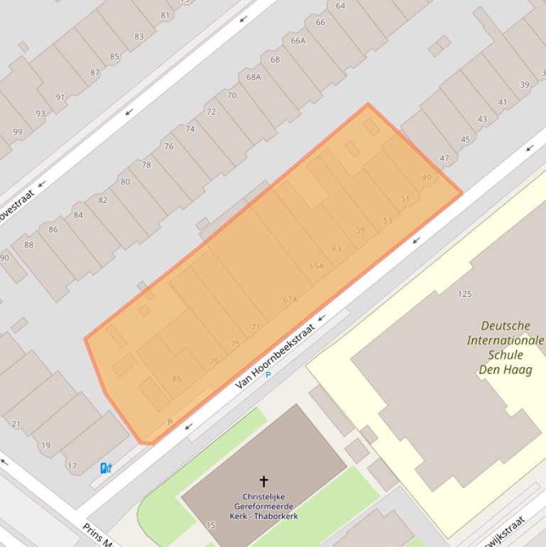 Kaart van postcodegebied 2582RC.