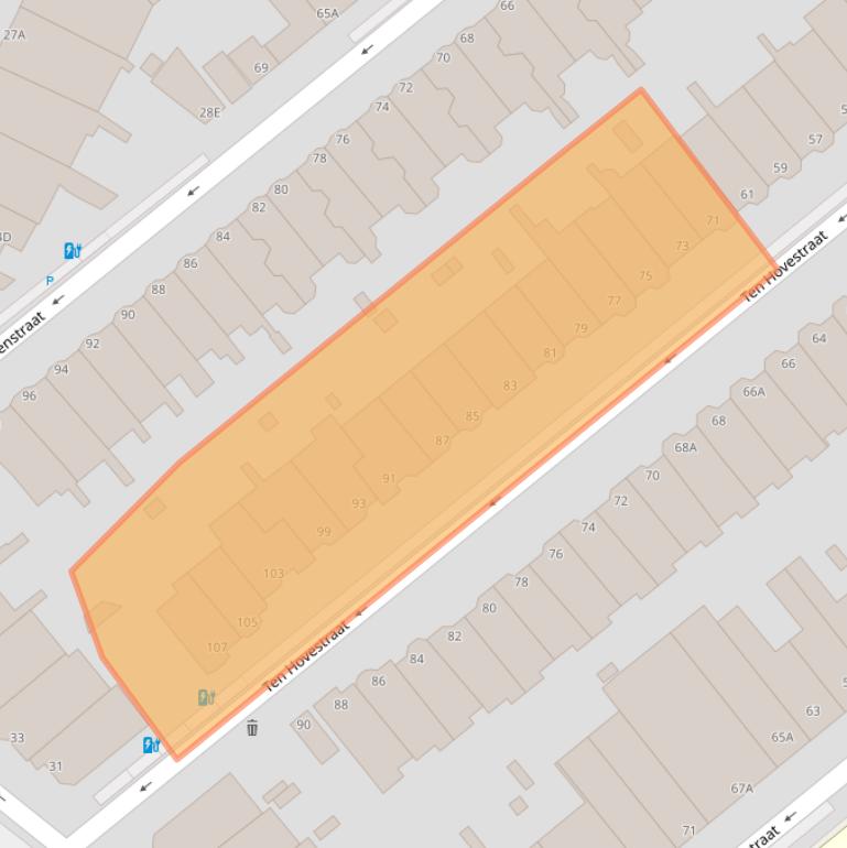 Kaart van postcodegebied 2582RK.