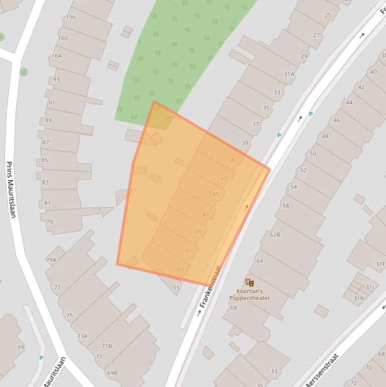 Kaart van postcodegebied 2582SG.