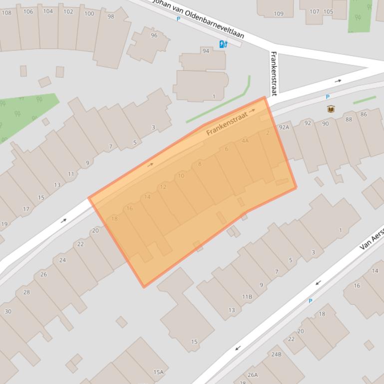 Kaart van postcodegebied 2582SK.