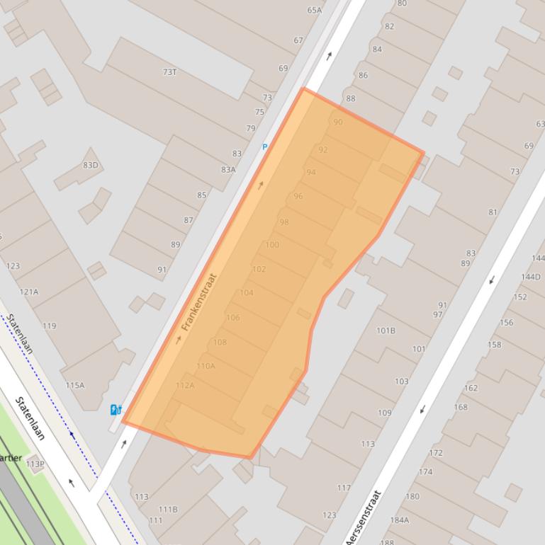 Kaart van postcodegebied 2582SP.