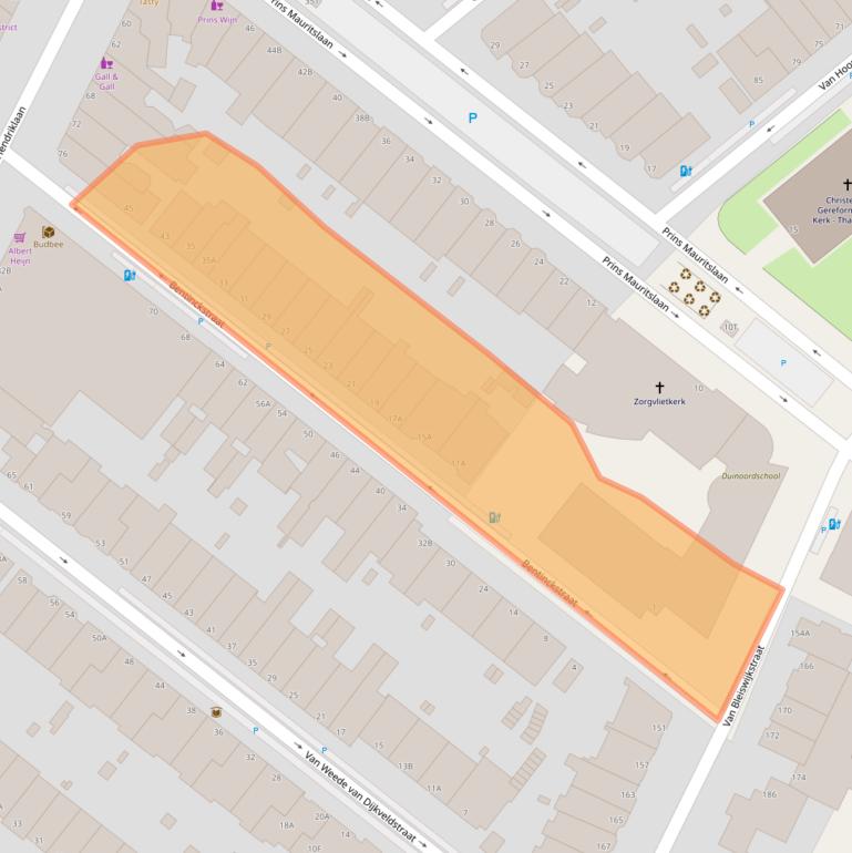 Kaart van postcodegebied 2582SR.