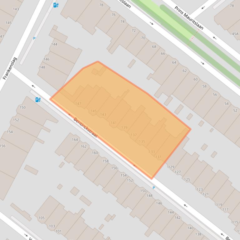 Kaart van postcodegebied 2582SV.