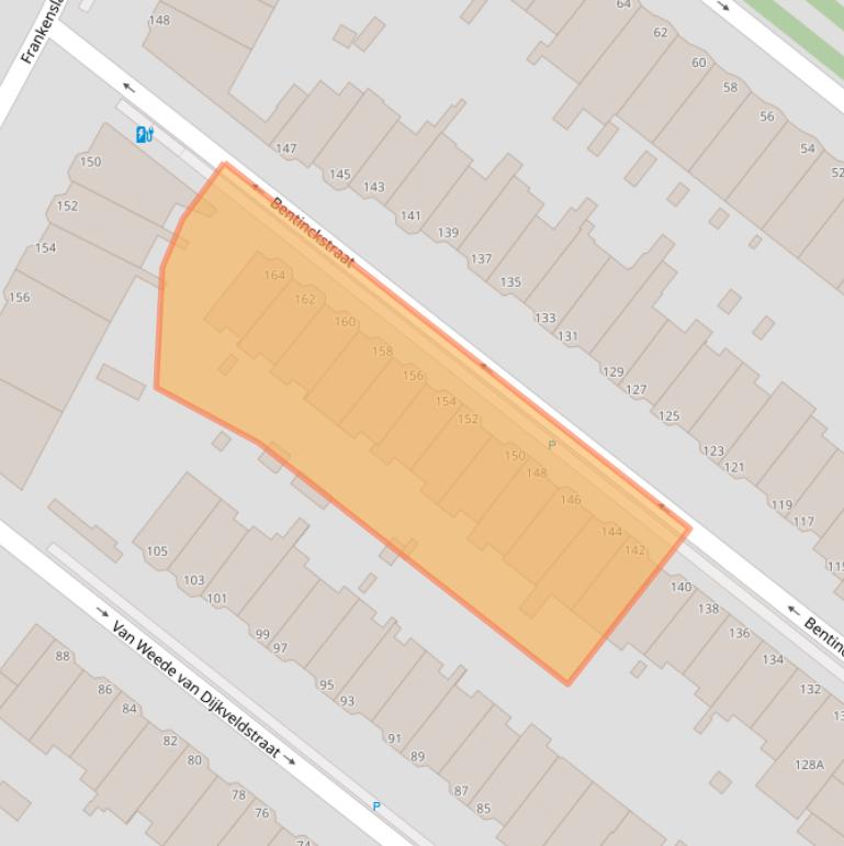Kaart van postcodegebied 2582TA.
