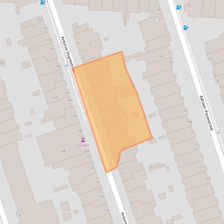 Kaart van postcodegebied 2582TC.