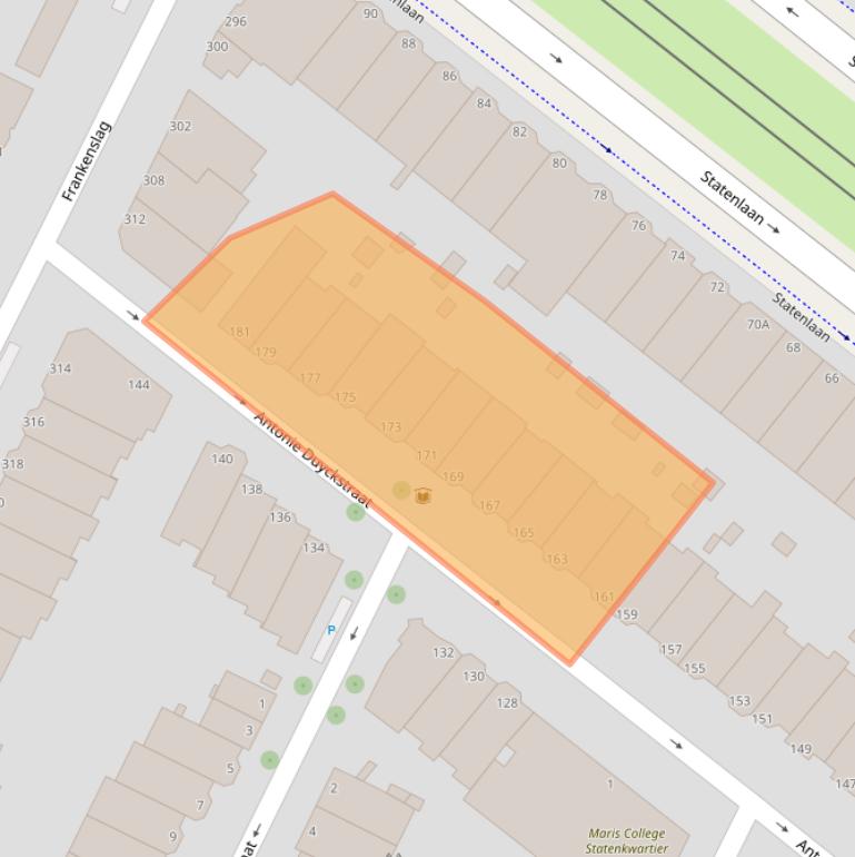 Kaart van postcodegebied 2582TJ.