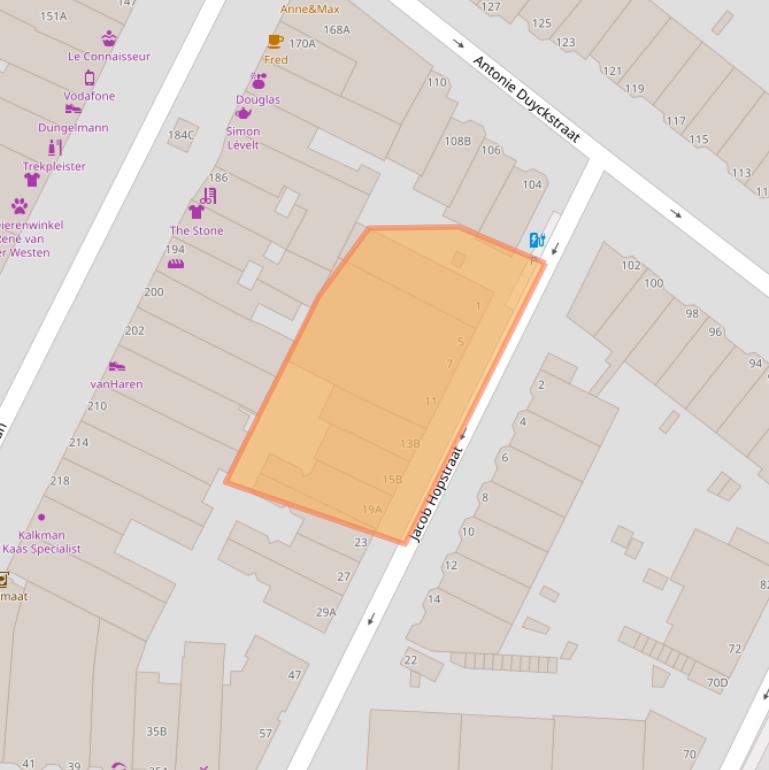 Kaart van postcodegebied 2582TS.