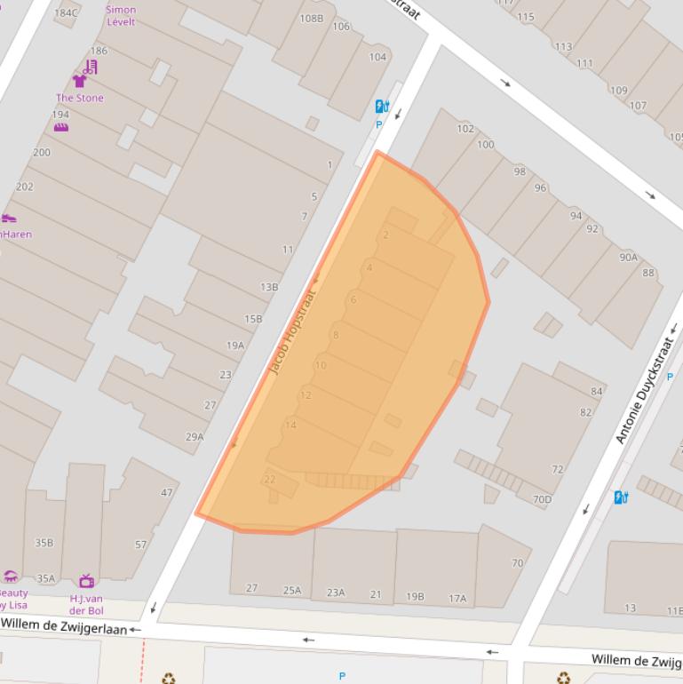 Kaart van postcodegebied 2582TV.