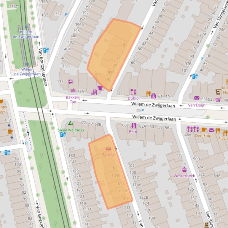 Kaart van postcodegebied 2582VC.
