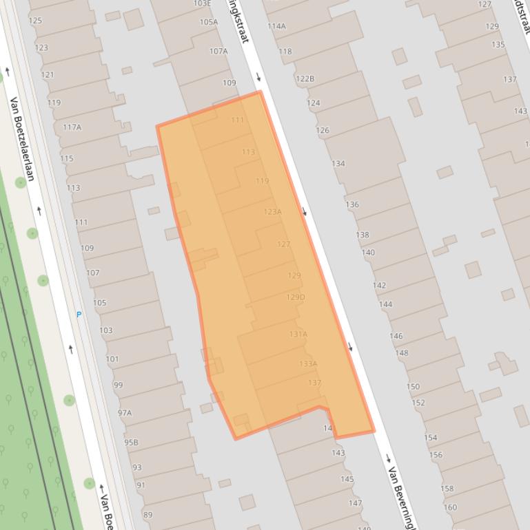 Kaart van postcodegebied 2582VD.