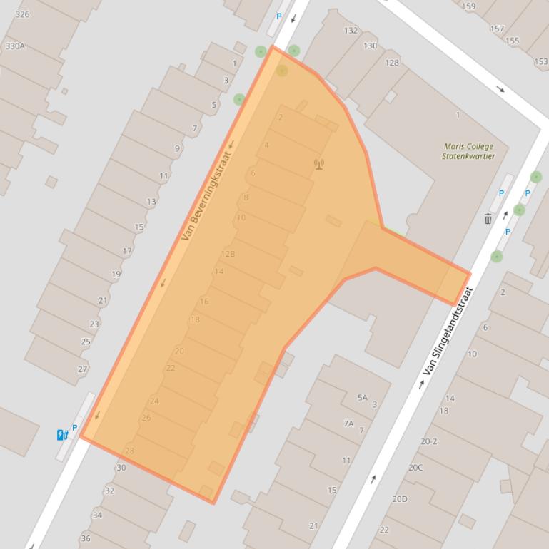 Kaart van postcodegebied 2582VH.