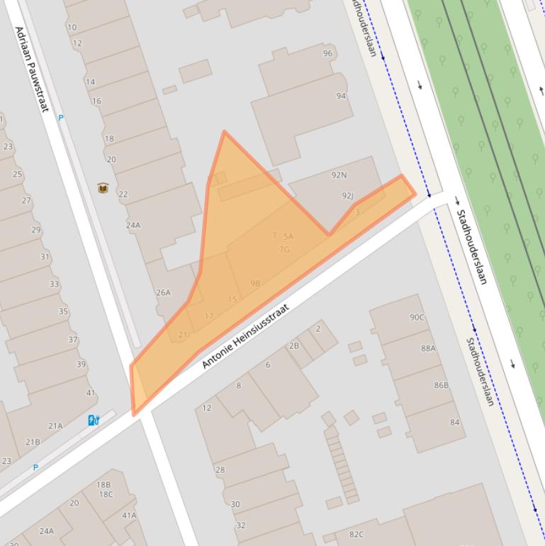 Kaart van postcodegebied 2582VP.